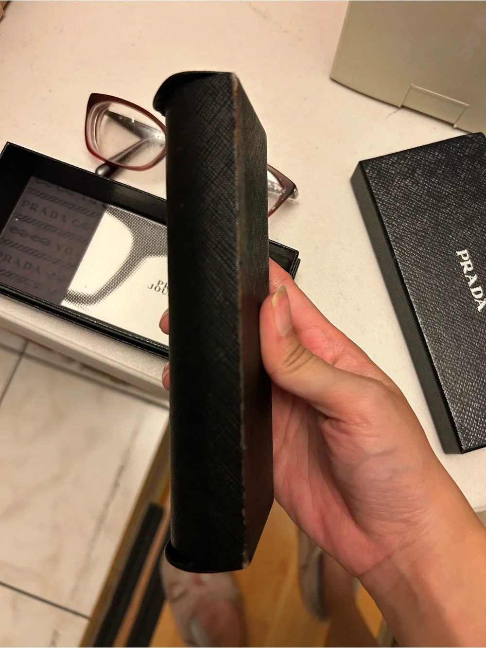 Prada Red Cat-Eye Eyeglasses with Black Case